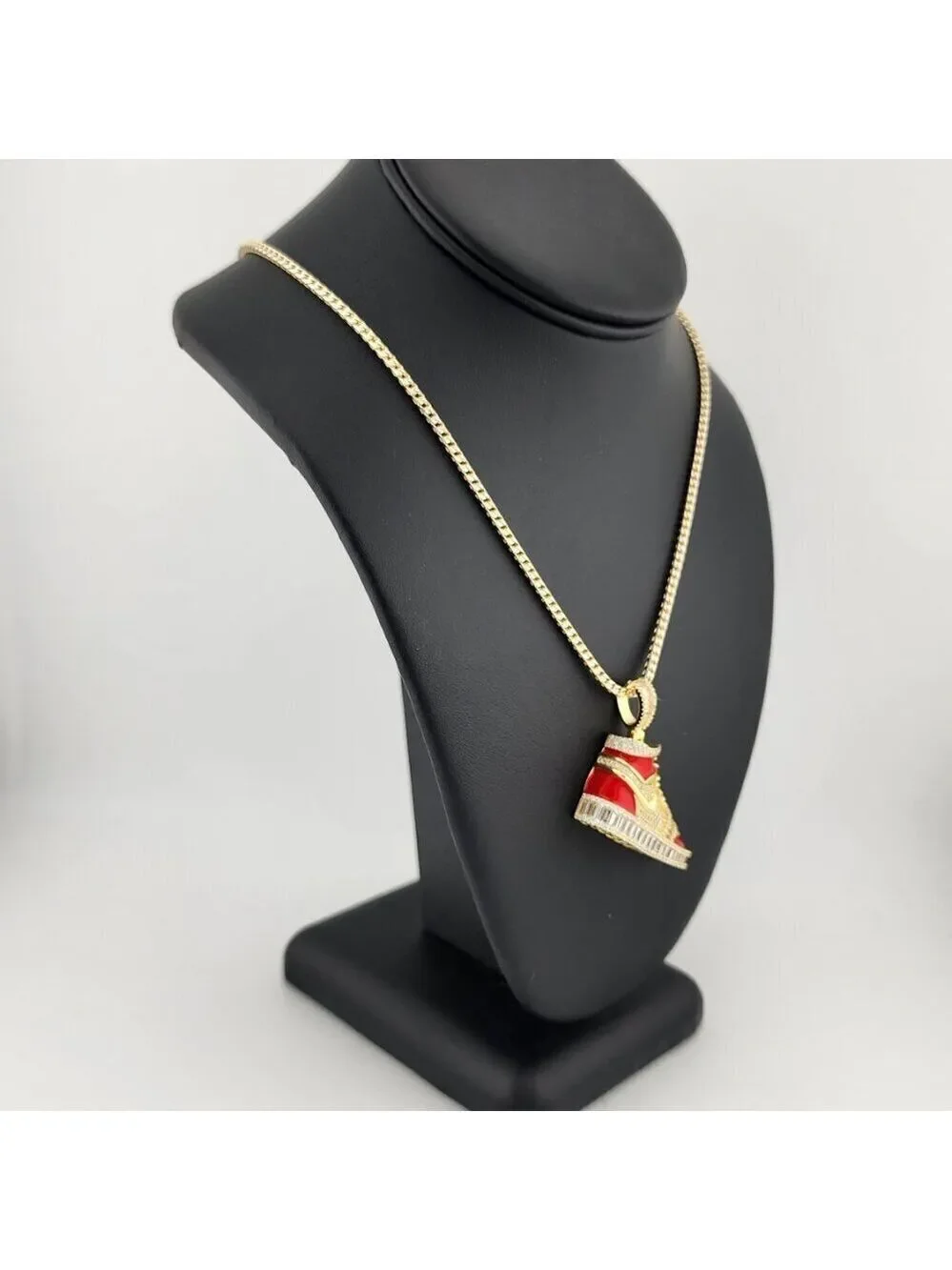 Brand New Sterling Silver 925 Red Cz Sneaker Necklace